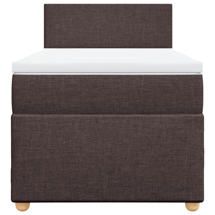 Boxspring met matras stof donkerbruin 90x200 cm