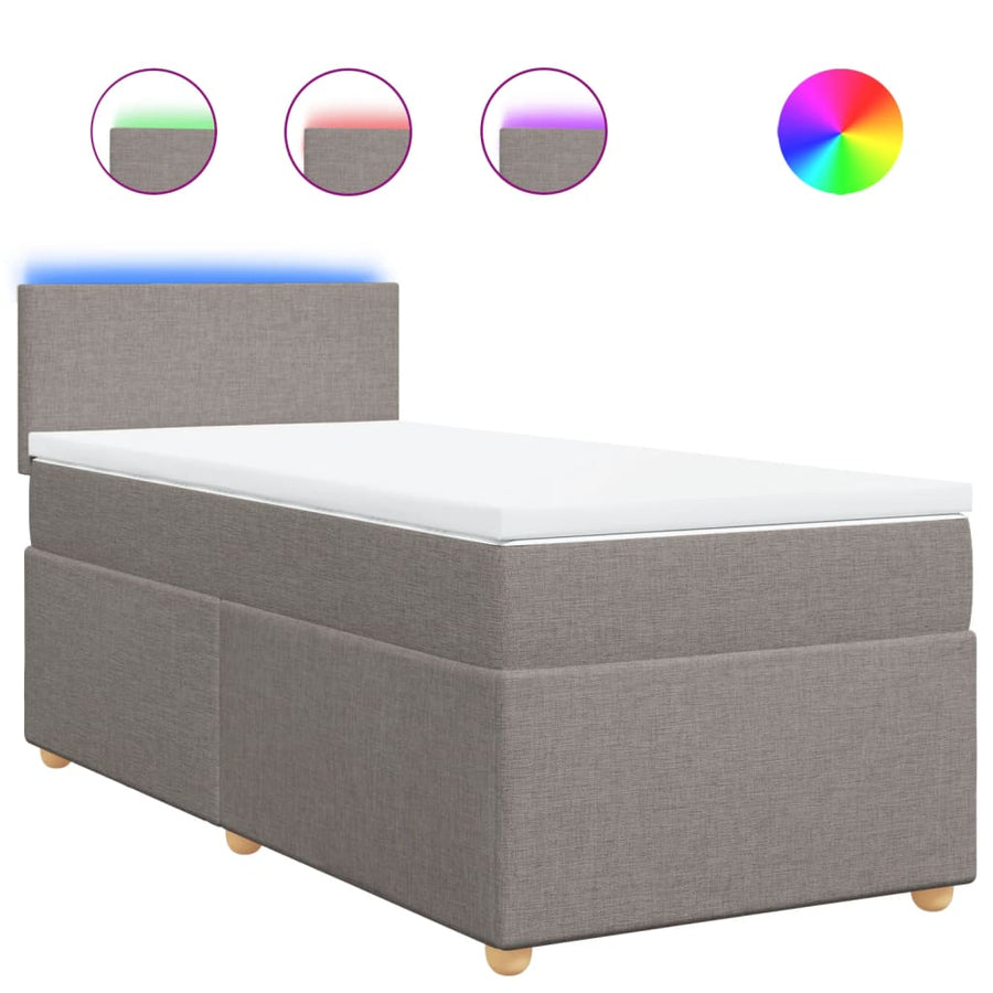 Boxspring met matras stof taupe 90x200 cm