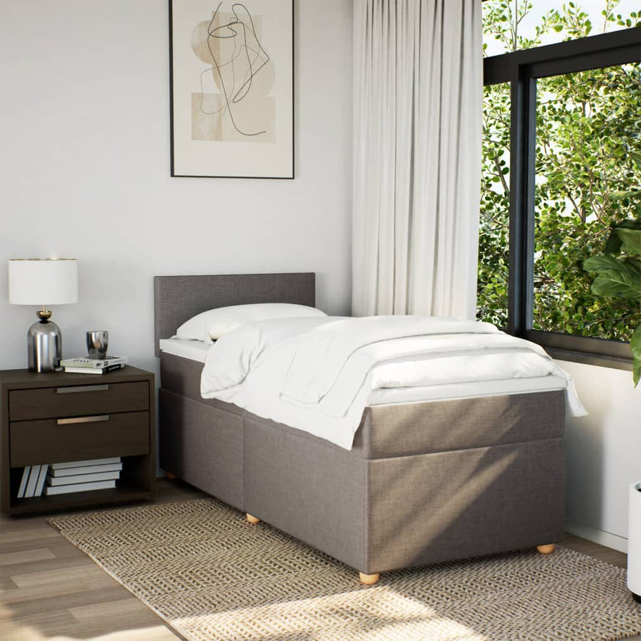 Boxspring met matras stof taupe 90x200 cm