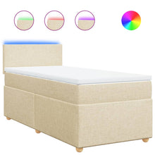 Boxspring met matras stof crèmekleurig 90x200 cm