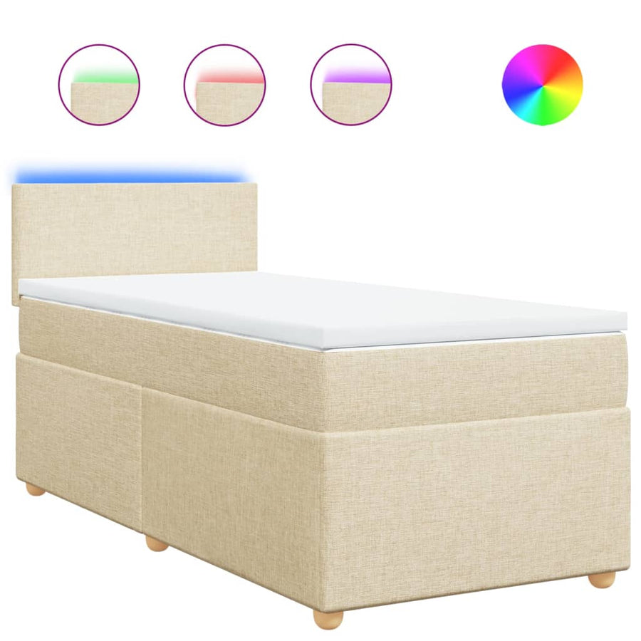 Boxspring met matras stof crèmekleurig 90x200 cm