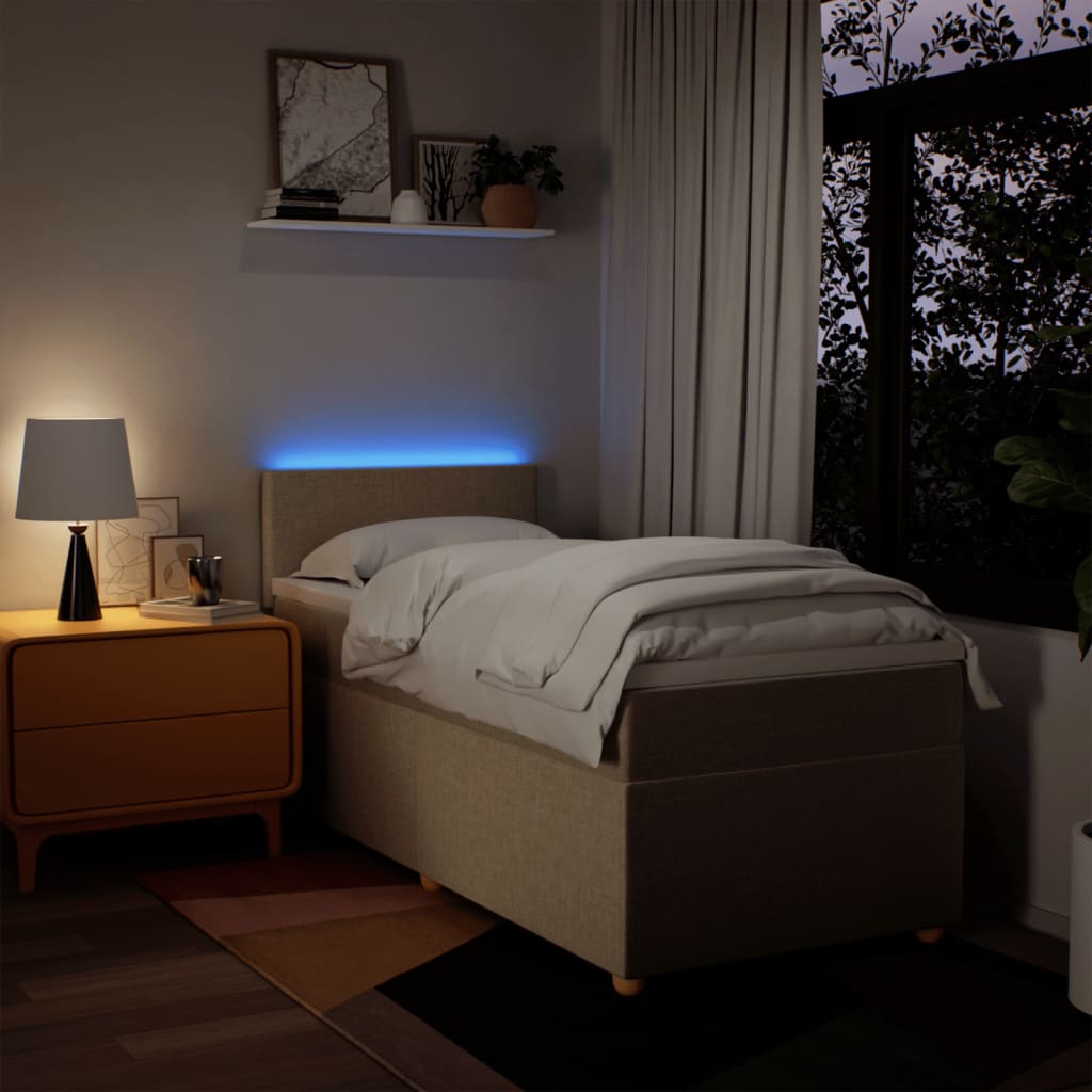 Boxspring met matras stof crèmekleurig 90x200 cm