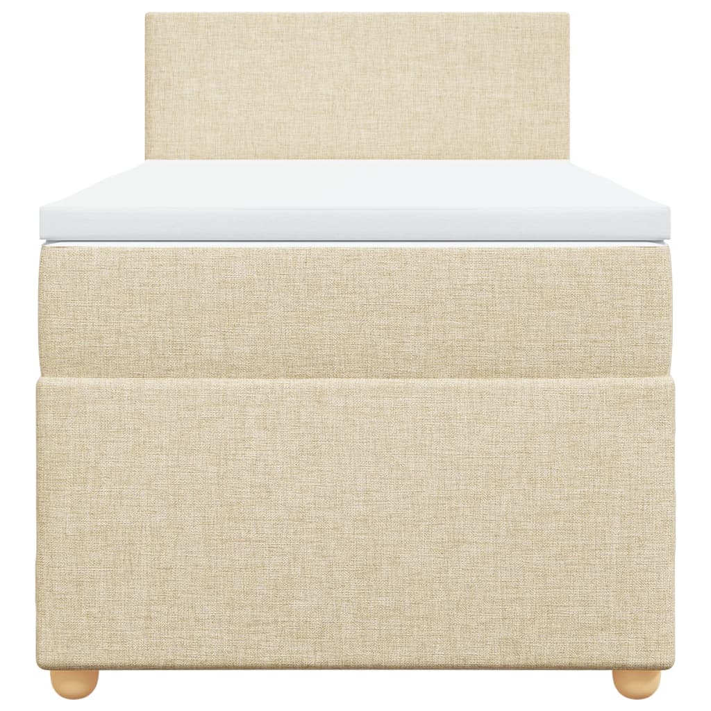 Boxspring met matras stof crèmekleurig 90x200 cm