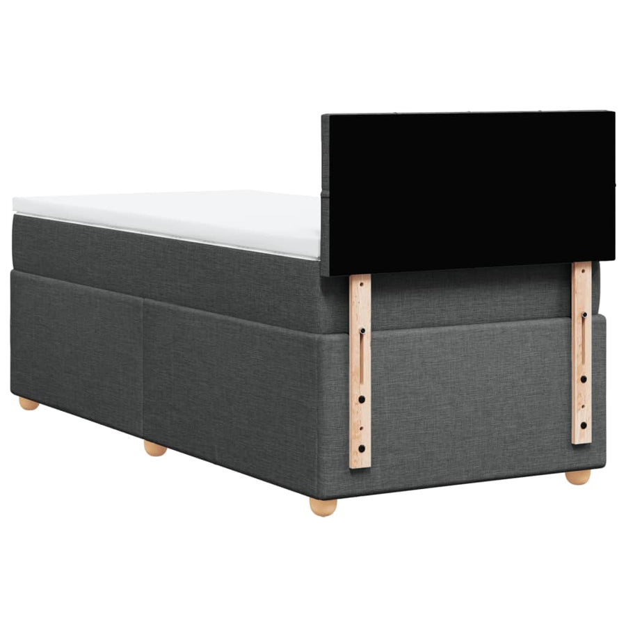 Boxspring met matras stof donkergrijs 90x200 cm