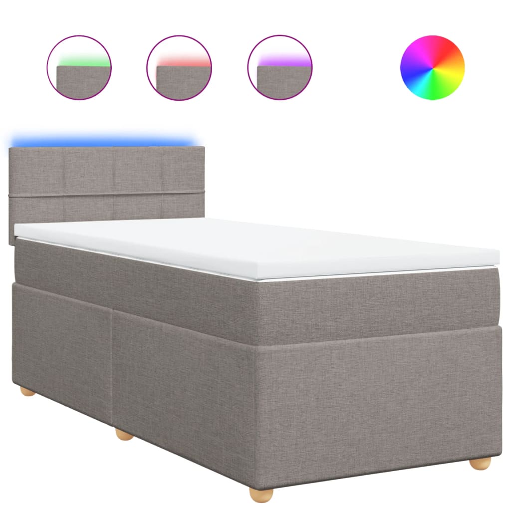 Boxspring met matras stof taupe 90x200 cm