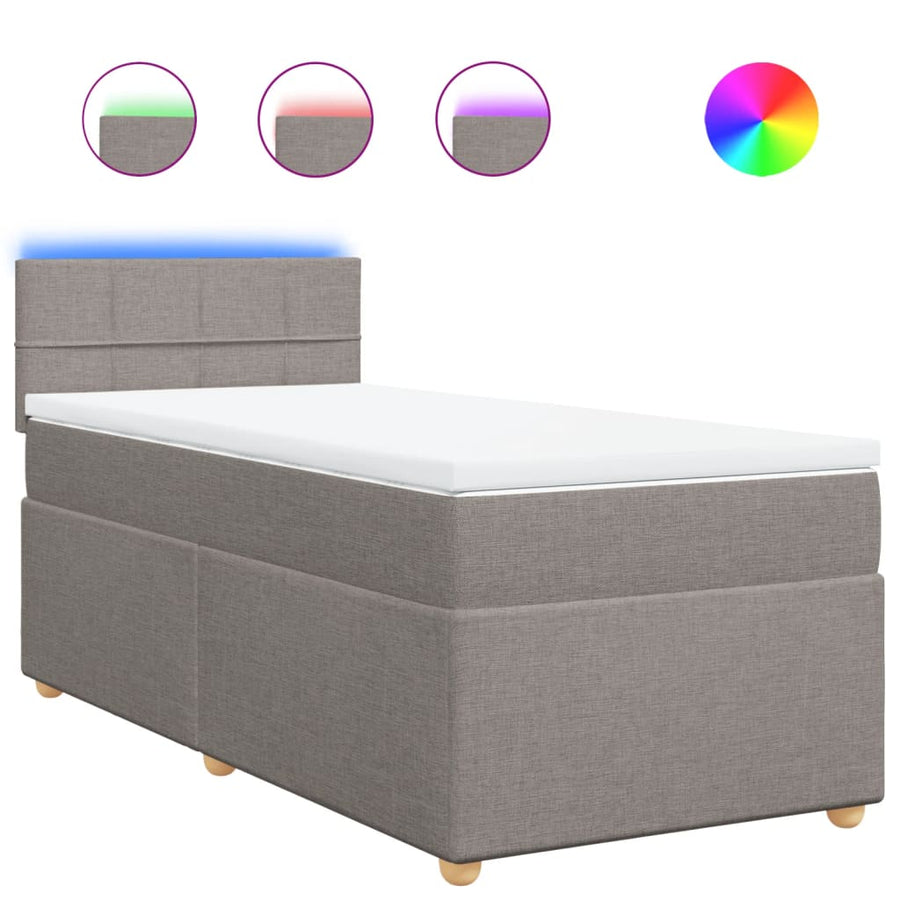 Boxspring met matras stof taupe 90x200 cm