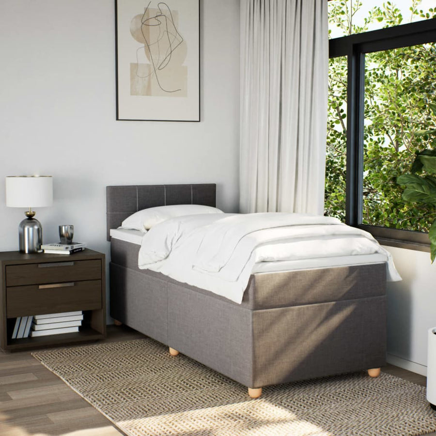 Boxspring met matras stof taupe 90x200 cm