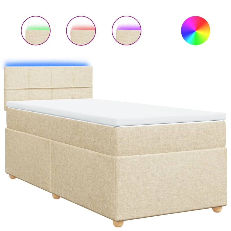 Boxspring met matras stof crèmekleurig 90x200 cm