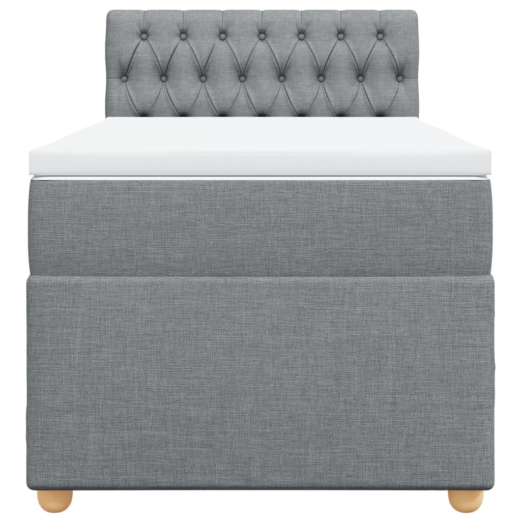 Boxspring met matras stof lichtgrijs 90x200 cm