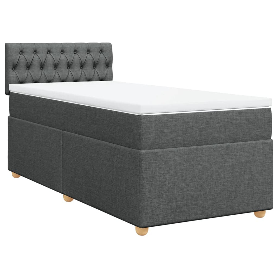 Boxspring met matras stof donkergrijs 90x200 cm