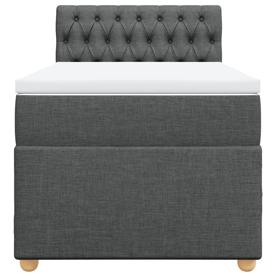 Boxspring met matras stof donkergrijs 90x200 cm