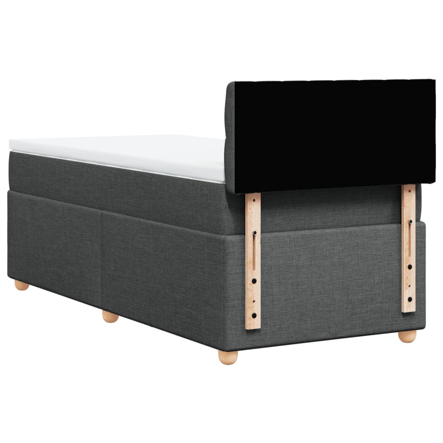 Boxspring met matras stof donkergrijs 90x200 cm