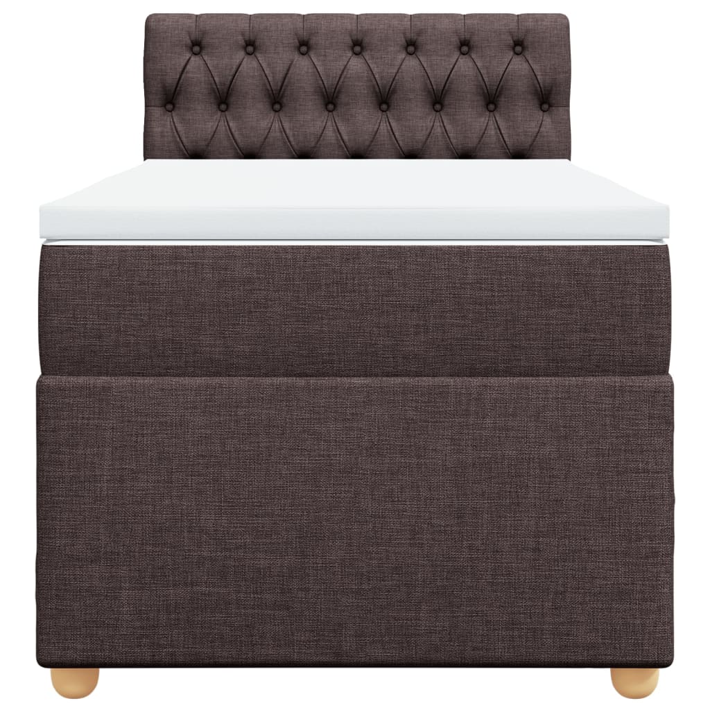 Boxspring met matras stof donkerbruin 90x200 cm