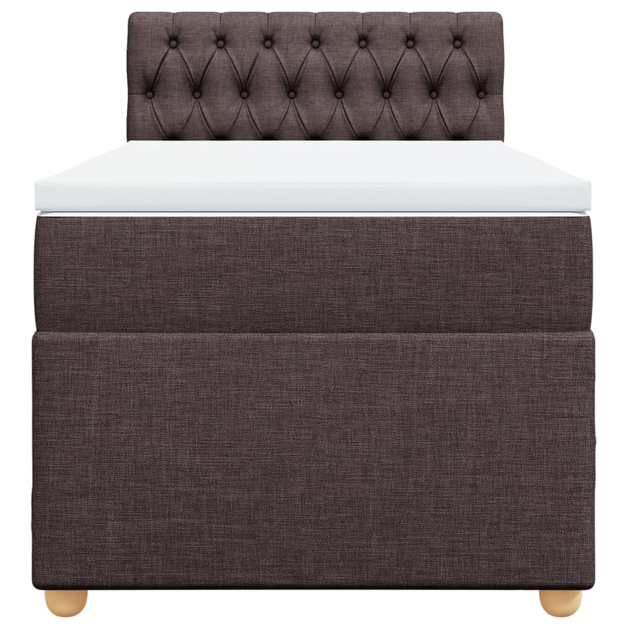 Boxspring met matras stof donkerbruin 90x200 cm