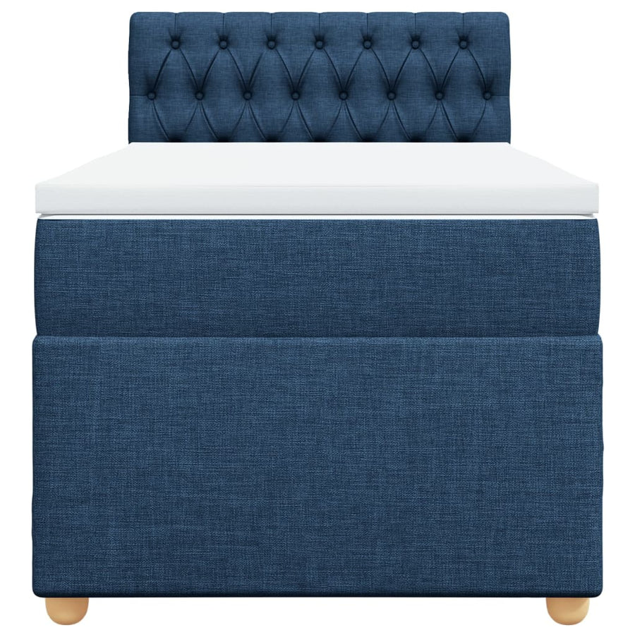 Boxspring met matras stof blauw 90x200 cm