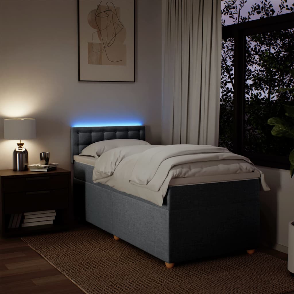 Boxspring met matras stof lichtgrijs 90x200 cm