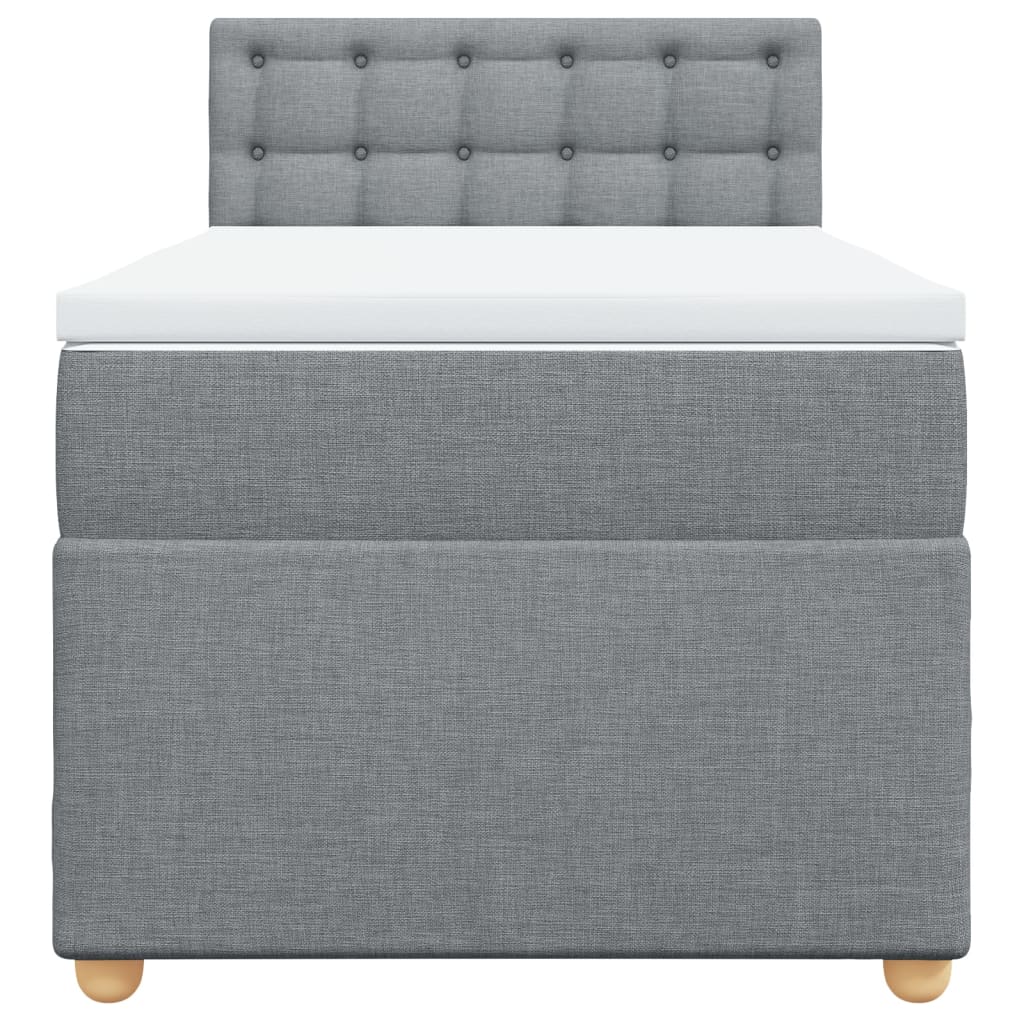 Boxspring met matras stof lichtgrijs 90x200 cm