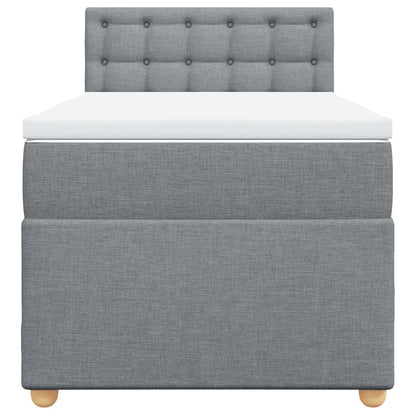Boxspring met matras stof lichtgrijs 90x200 cm