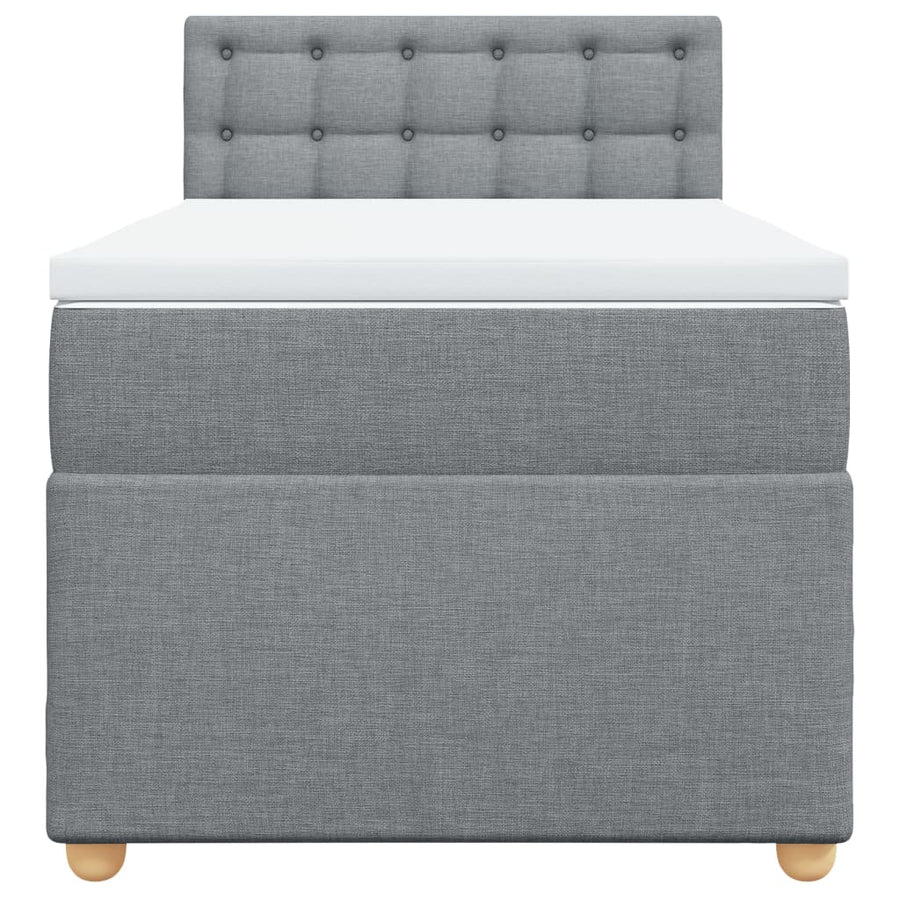 Boxspring met matras stof lichtgrijs 90x200 cm