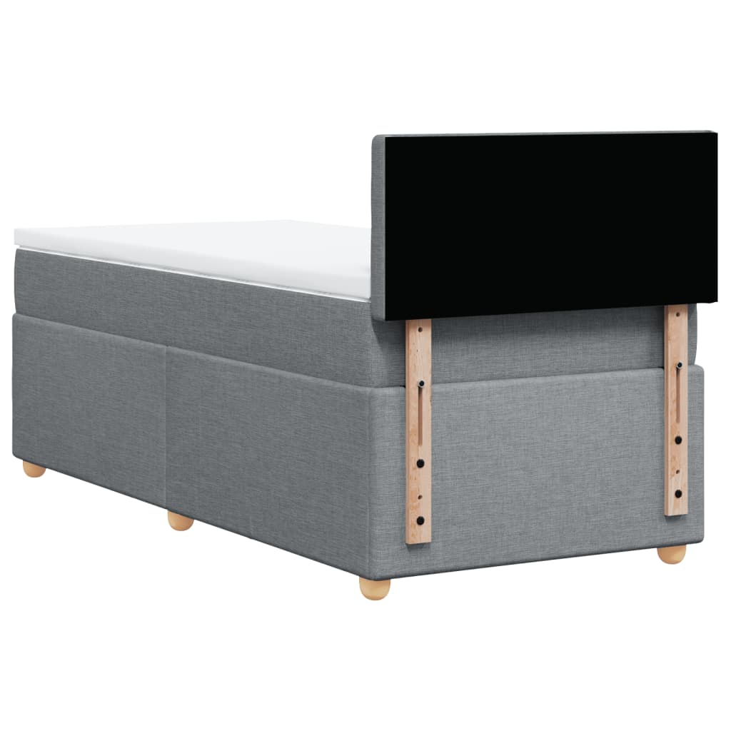 Boxspring met matras stof lichtgrijs 90x200 cm