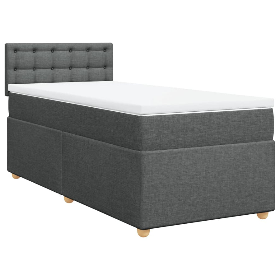 Boxspring met matras stof donkergrijs 90x200 cm