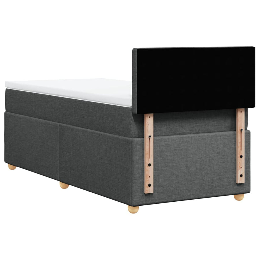 Boxspring met matras stof donkergrijs 90x200 cm
