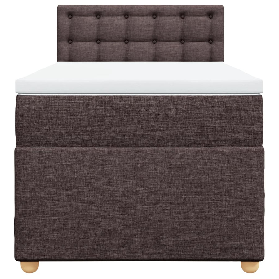 Boxspring met matras stof donkerbruin 90x200 cm
