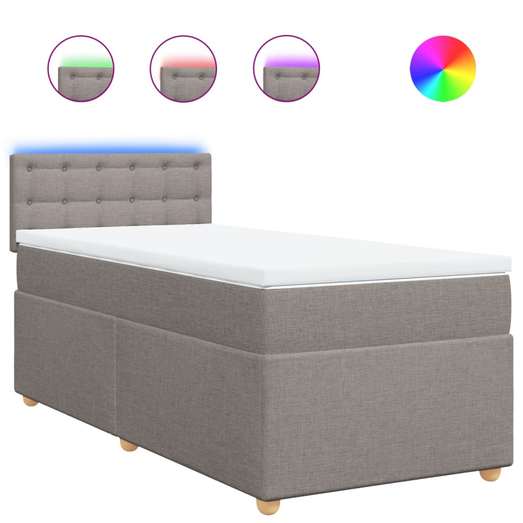 Boxspring met matras stof taupe 90x200 cm