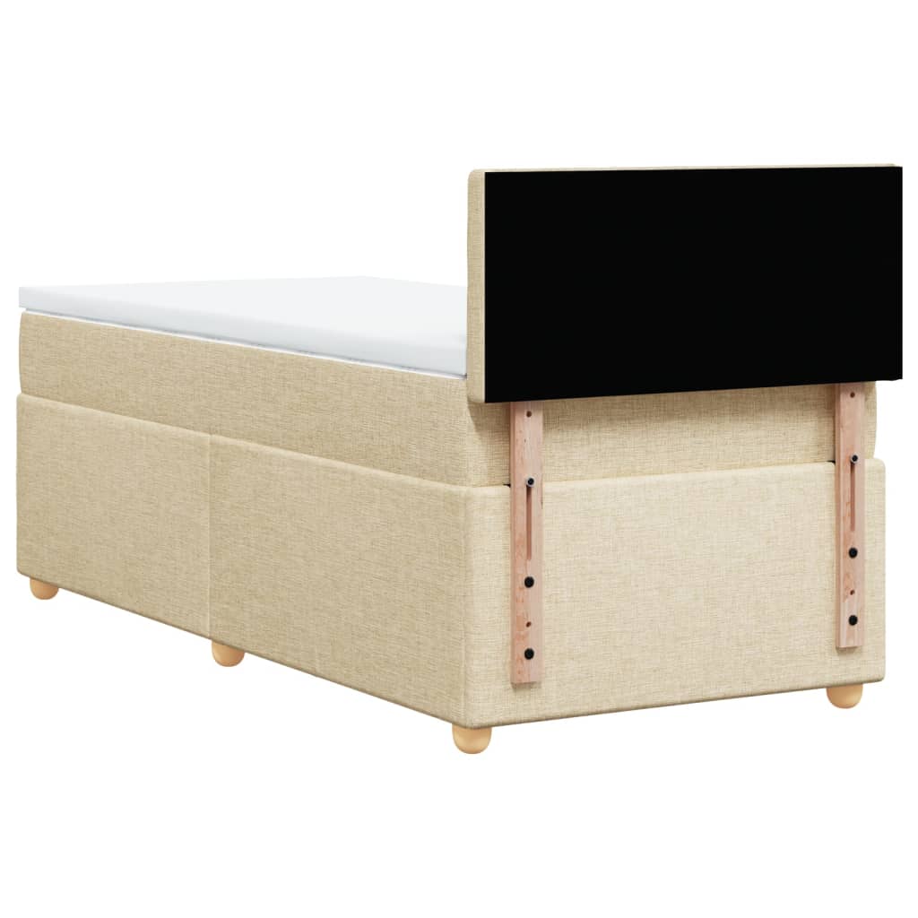 Boxspring met matras stof crèmekleurig 90x200 cm