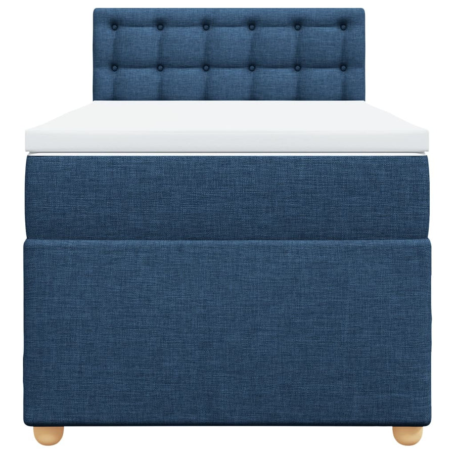 Boxspring met matras stof blauw 90x200 cm