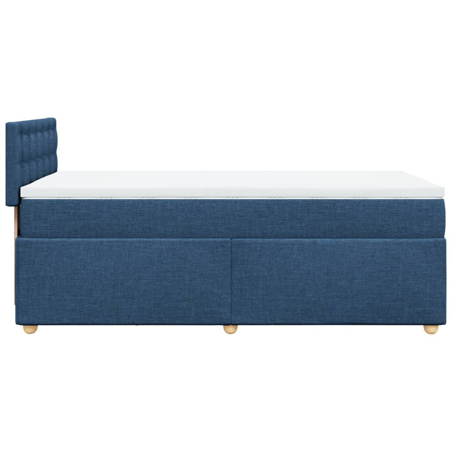 Boxspring met matras stof blauw 90x200 cm