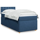 Boxspring met matras stof blauw 90x200 cm