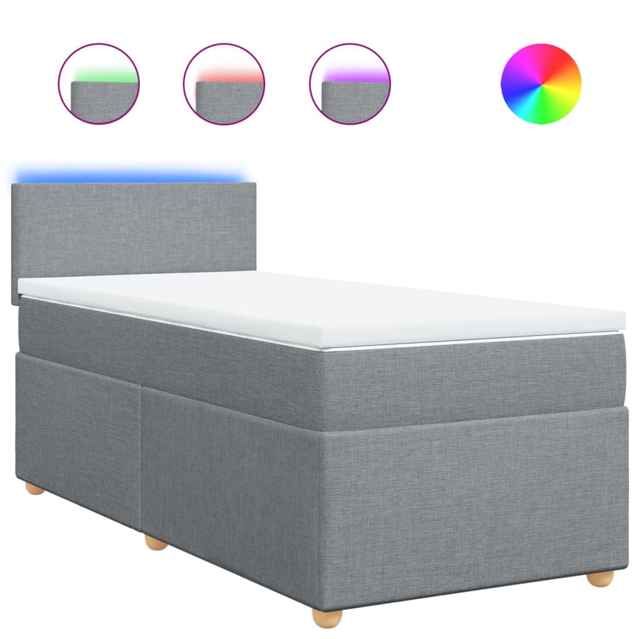 Boxspring met matras stof lichtgrijs 100x200 cm