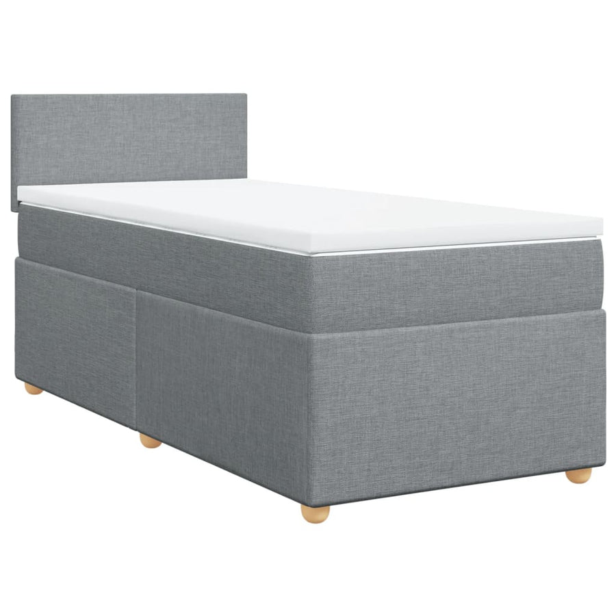Boxspring met matras stof lichtgrijs 100x200 cm
