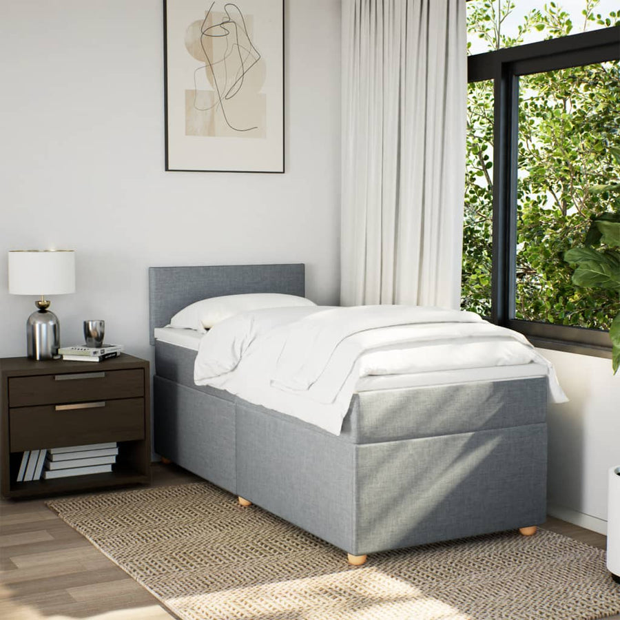 Boxspring met matras stof lichtgrijs 100x200 cm