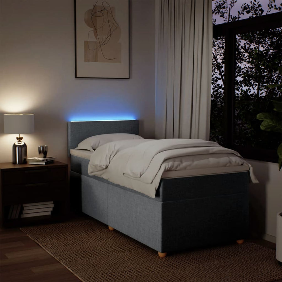 Boxspring met matras stof lichtgrijs 100x200 cm