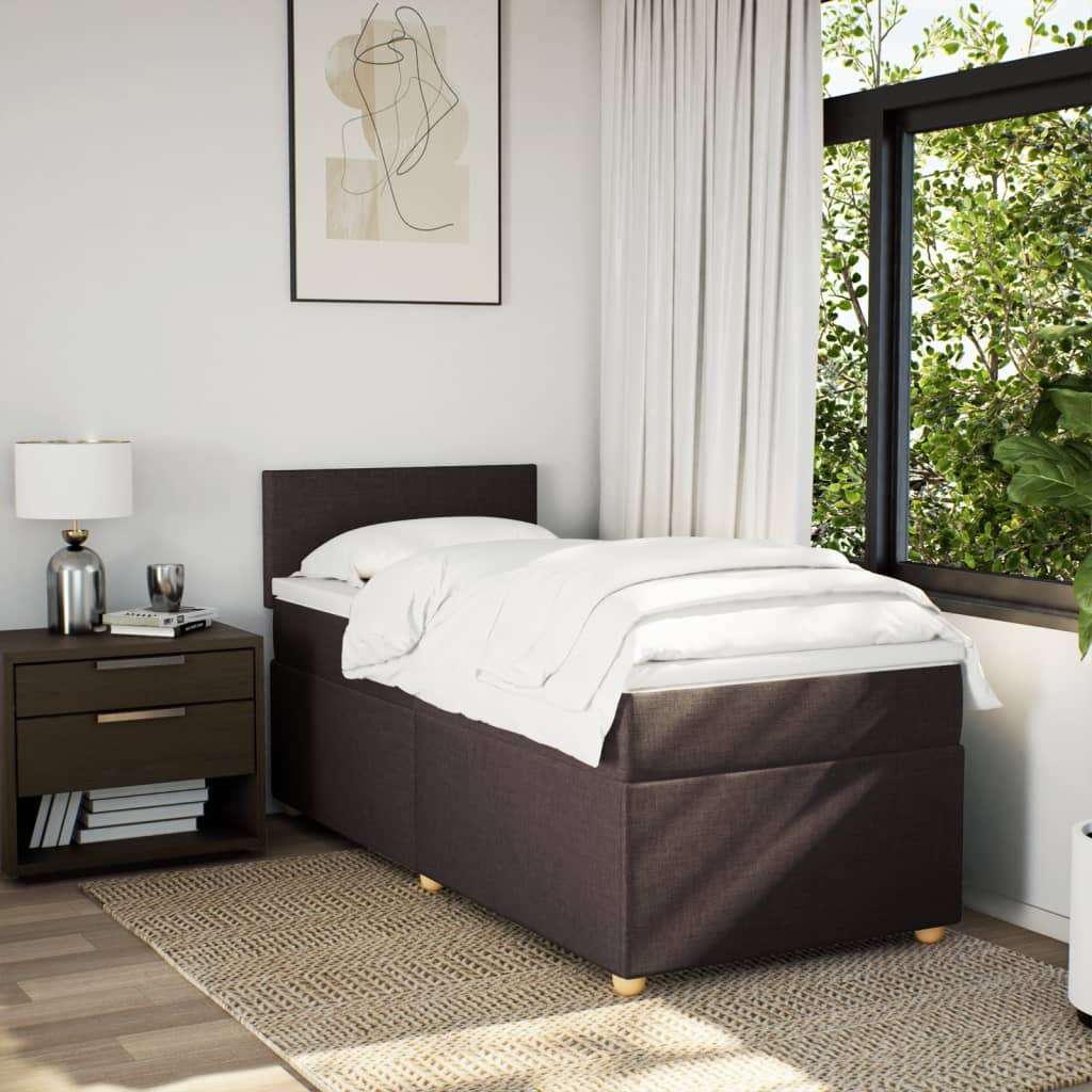 Boxspring met matras stof donkerbruin 100x200 cm
