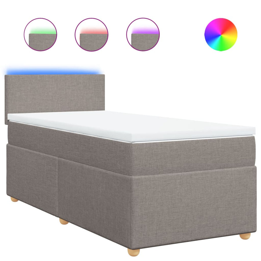 Boxspring met matras stof taupe 100x200 cm