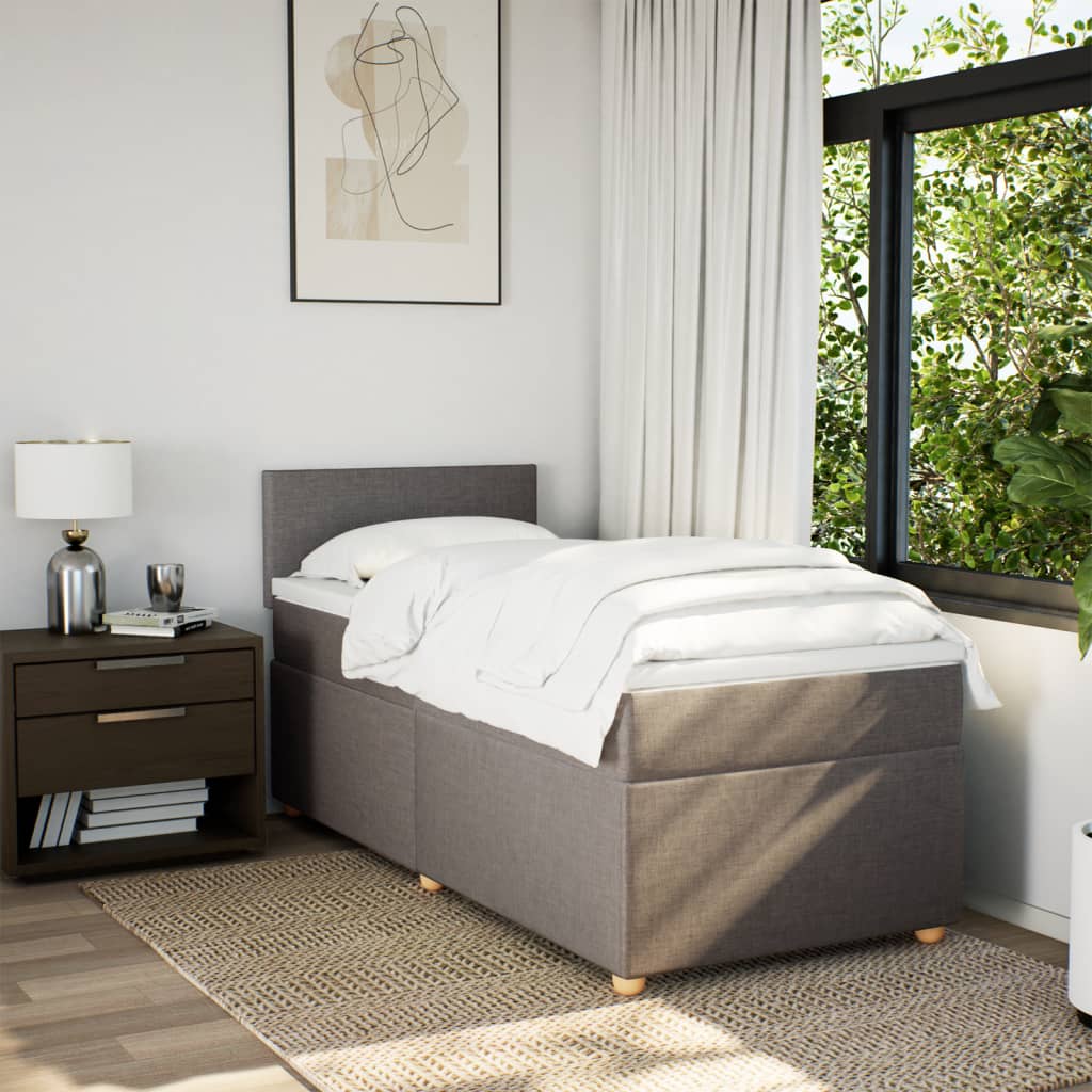 Boxspring met matras stof taupe 100x200 cm