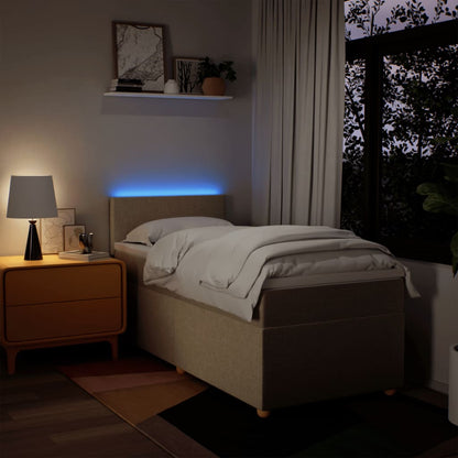 Boxspring met matras stof crèmekleurig 100x200 cm