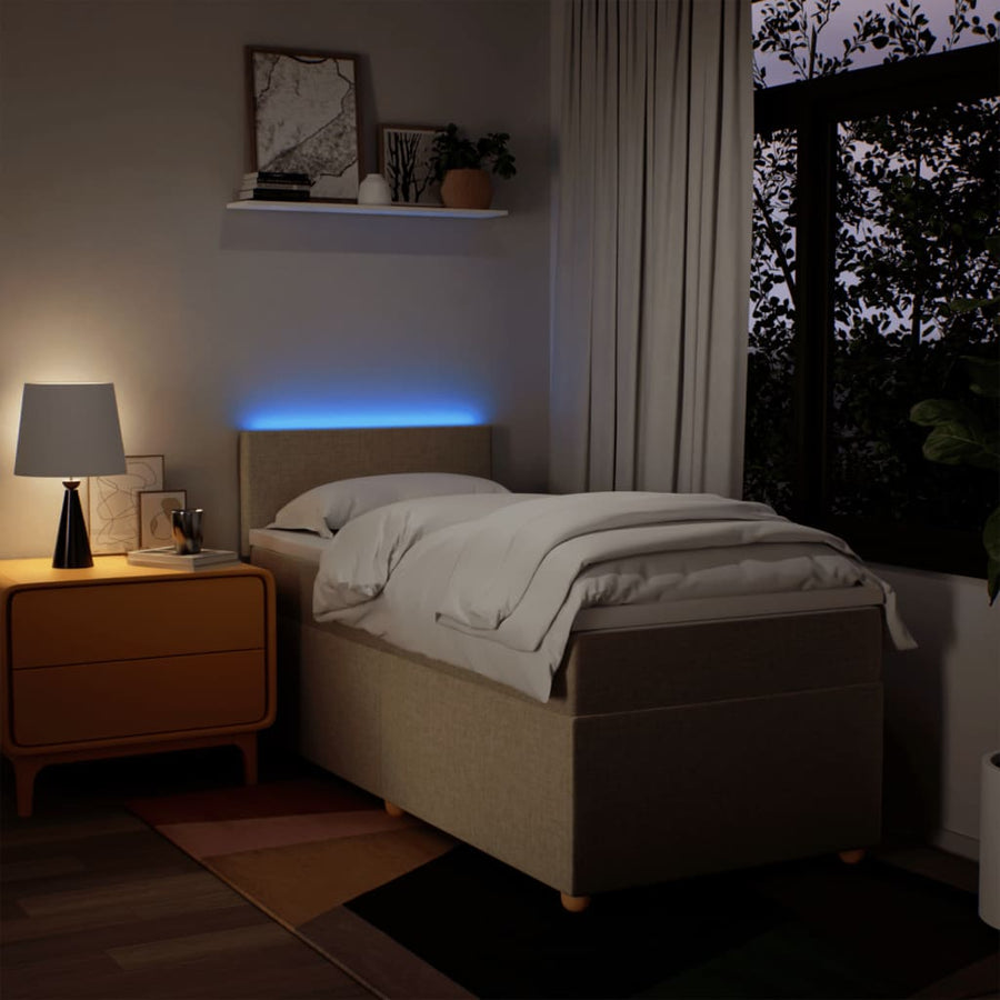 Boxspring met matras stof crèmekleurig 100x200 cm