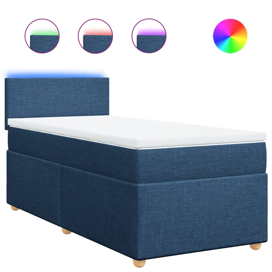 Boxspring met matras stof blauw 100x200 cm