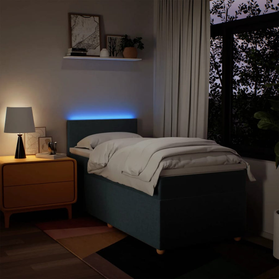 Boxspring met matras stof blauw 100x200 cm