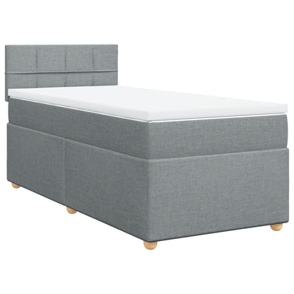 Boxspring met matras stof lichtgrijs 100x200 cm