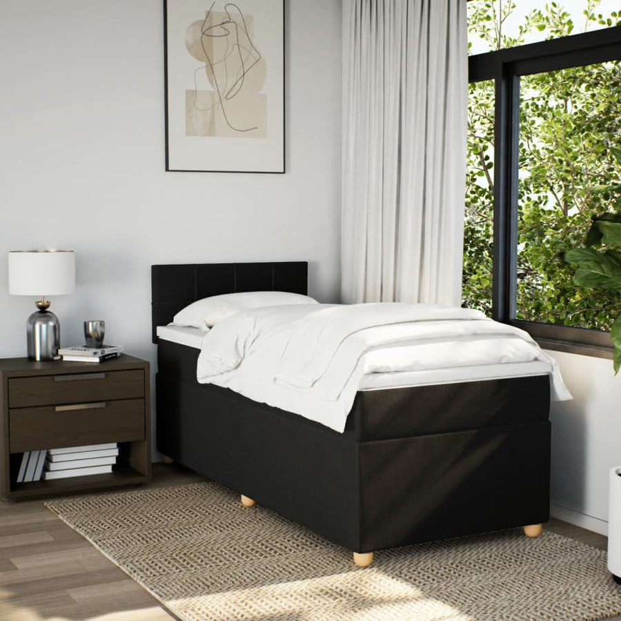 Boxspring met matras stof zwart 100x200 cm