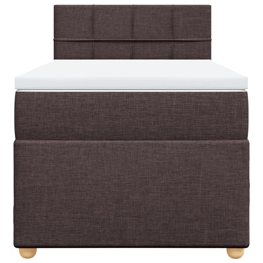 Boxspring met matras stof donkerbruin 100x200 cm