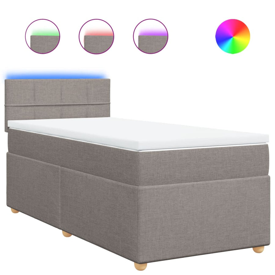 Boxspring met matras stof taupe 100x200 cm