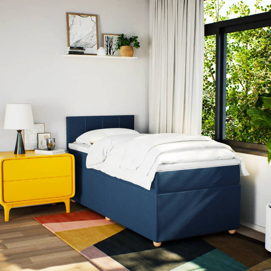 Boxspring Met Matras Stof 100 x 200 cm Blauw