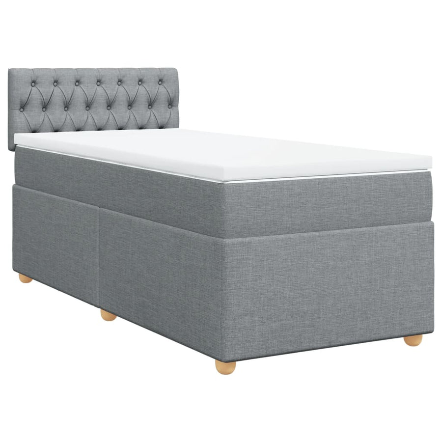 Boxspring met matras stof lichtgrijs 100x200 cm