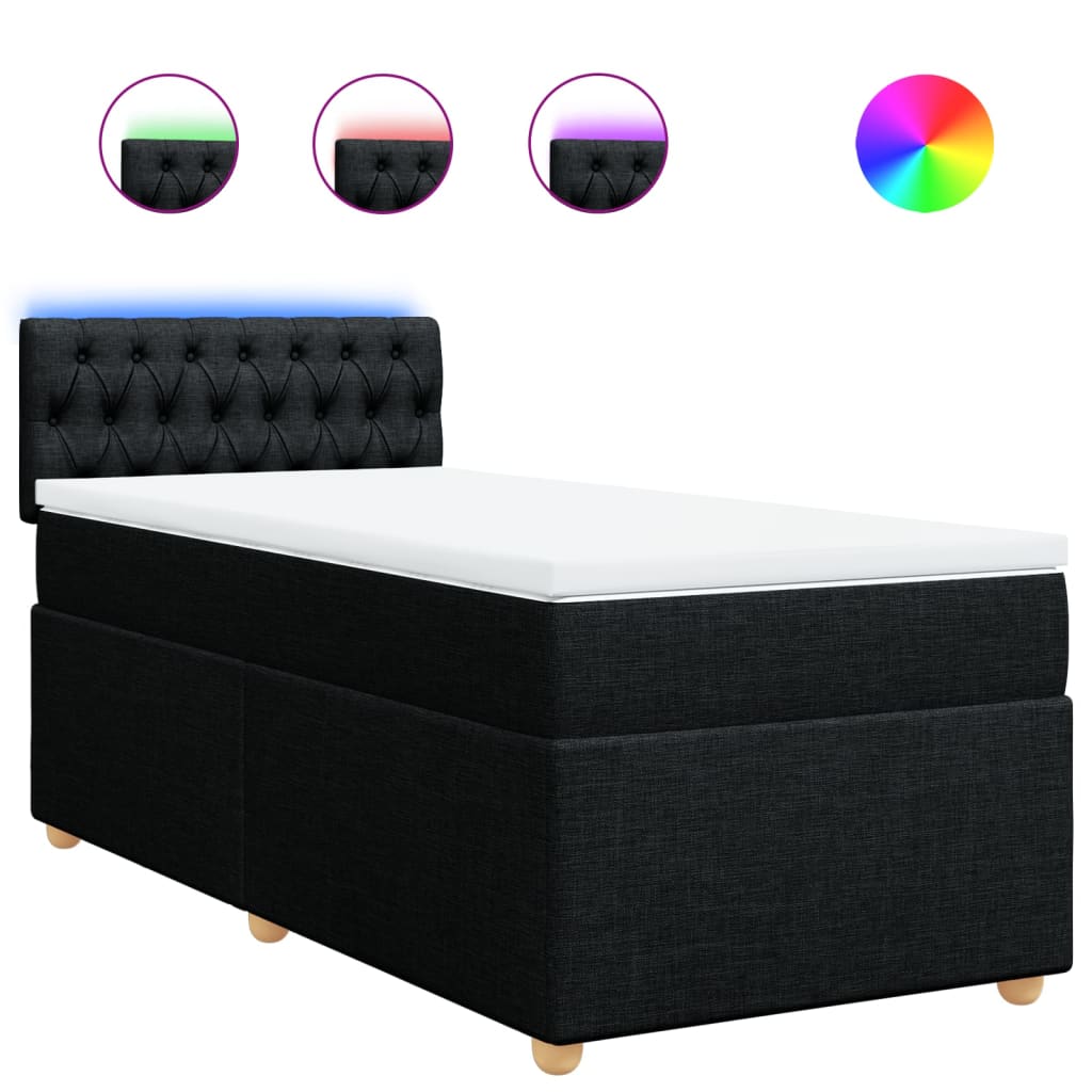 Boxspring met matras stof zwart 100x200 cm